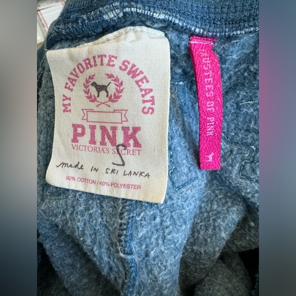 Y2K VICTORIA’S SECRET PINK 2007 Blue Sweatpants Gold Cream Patch Logo Back Small - Picture 5 of 5